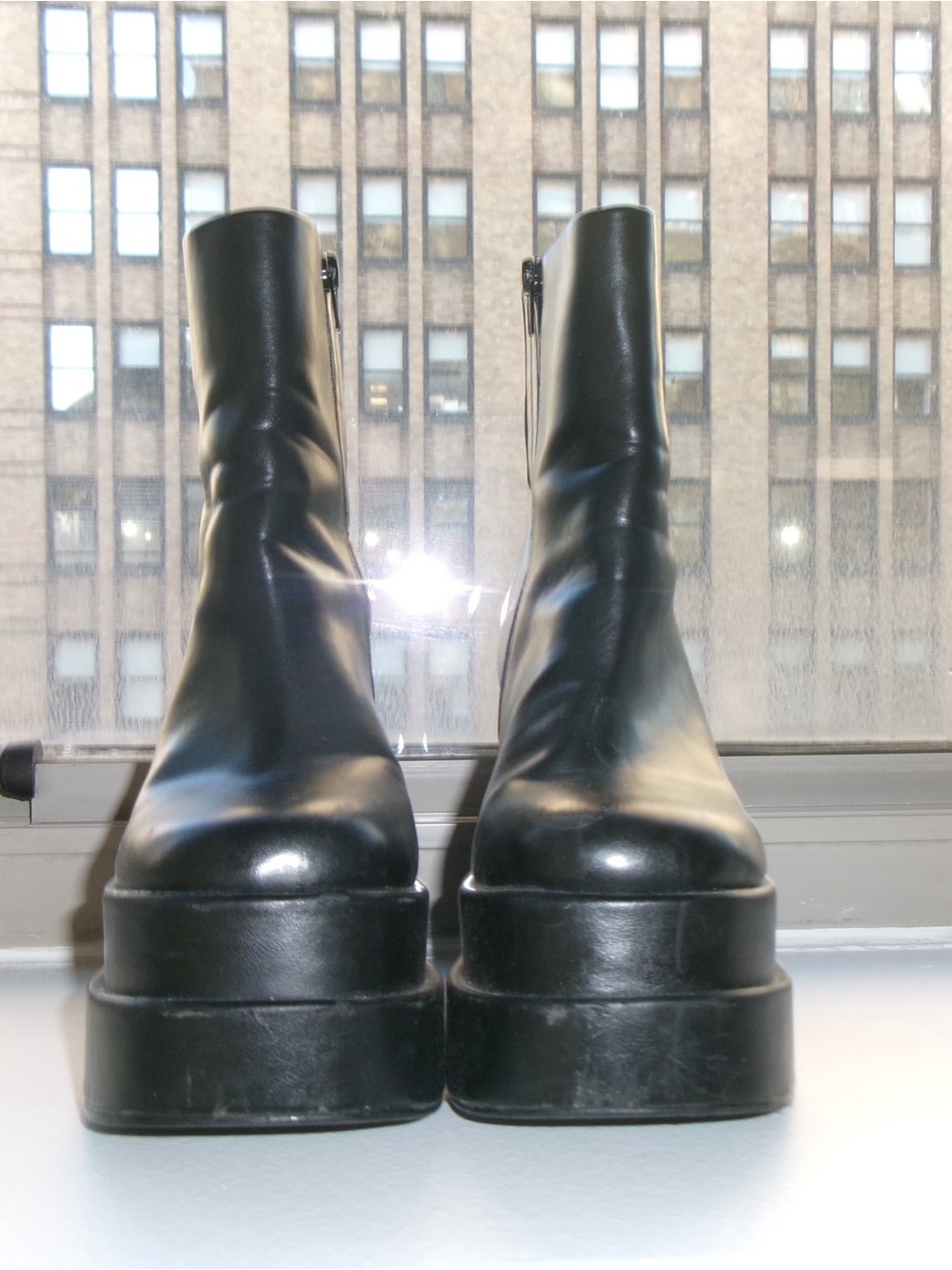 Steve Madden Platform Block Heel Ankle Boots - Black - Picture 5 of 6
